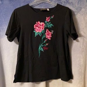 Bob Mackie wearable arts, size L with beautiful embroidered roses
